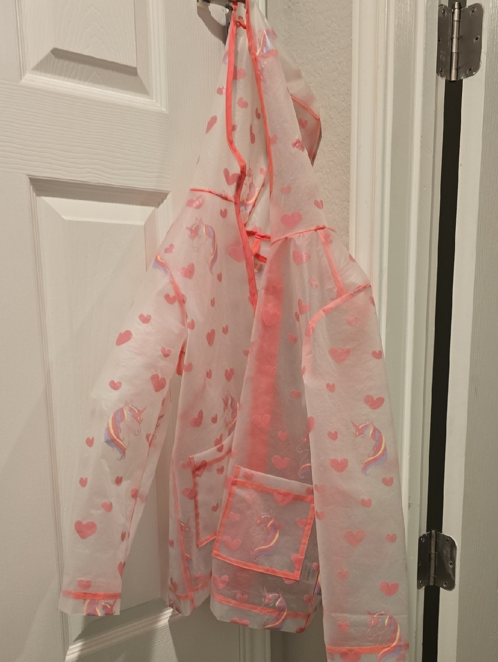 Sheer Pink Heart & Unicorn Rain Jacket